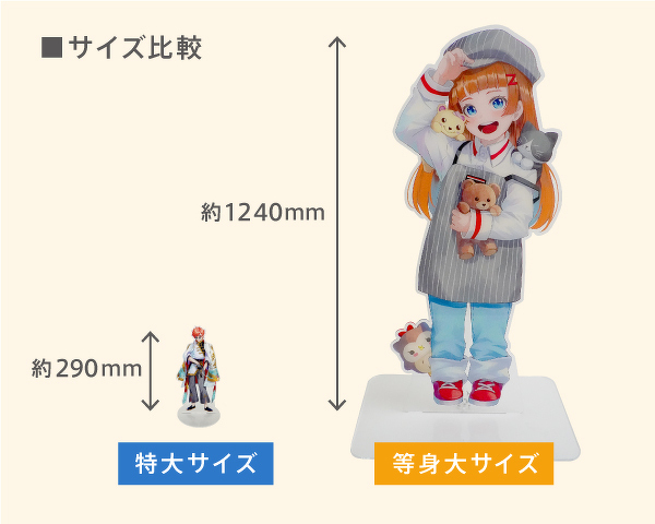 等身大アクリルスタンド サイズ比較