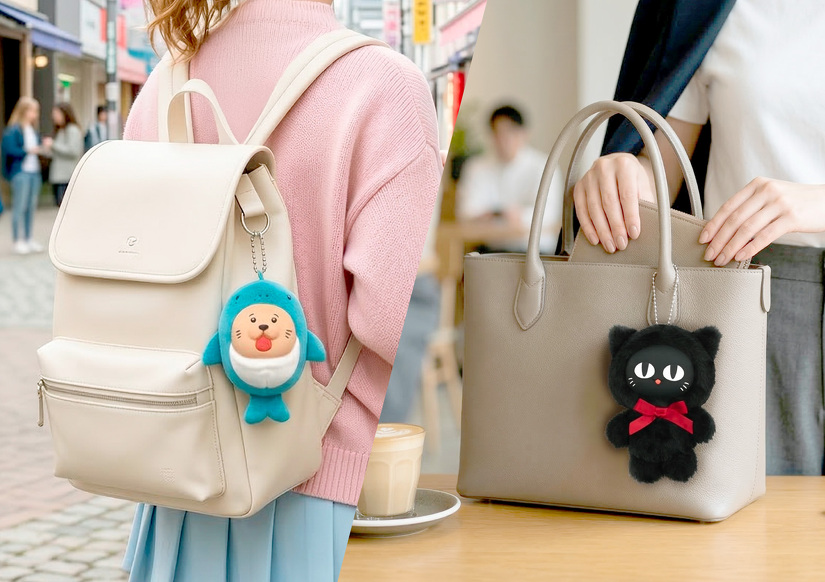 実用的なバッグチャームとして、バッグやアパレル雑貨とのセット提案に