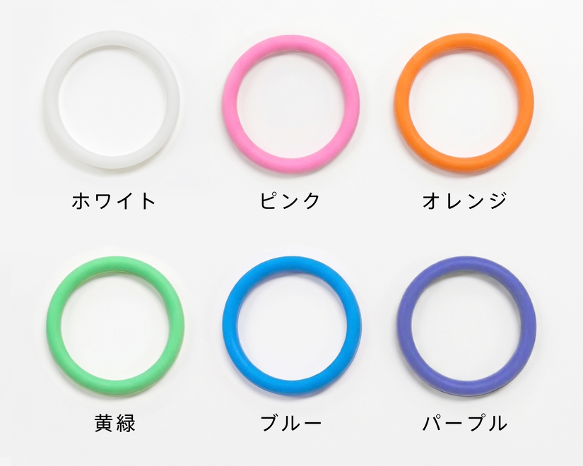 6色のシリコンリング （ホワイト ピンク オレンジ 黄緑 ブルー パープル）