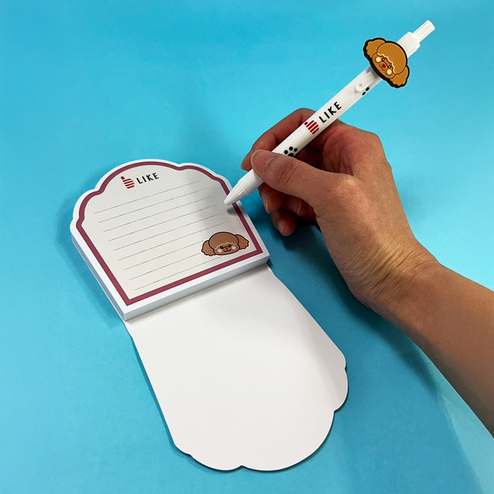 ライクちゃん メモ帳・ボールペン　使用図