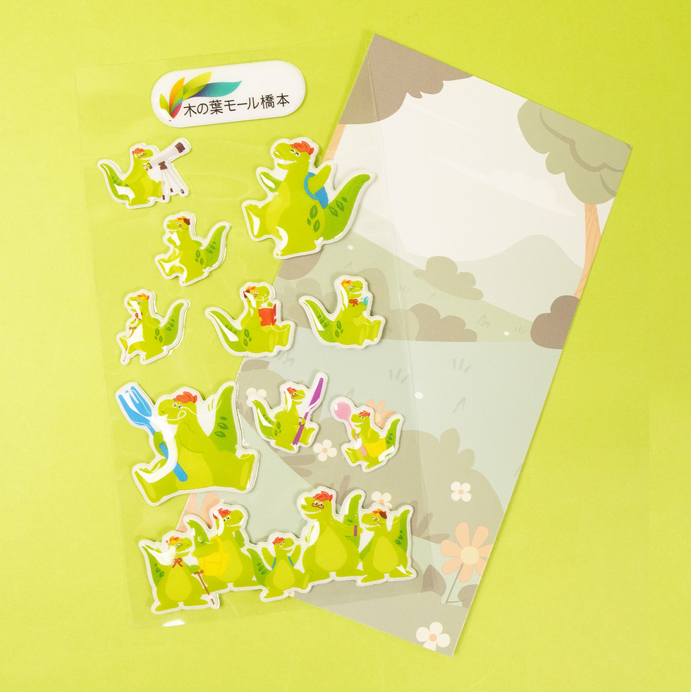 葉っちゃん ぷっくりシール 台紙と重ねた様子