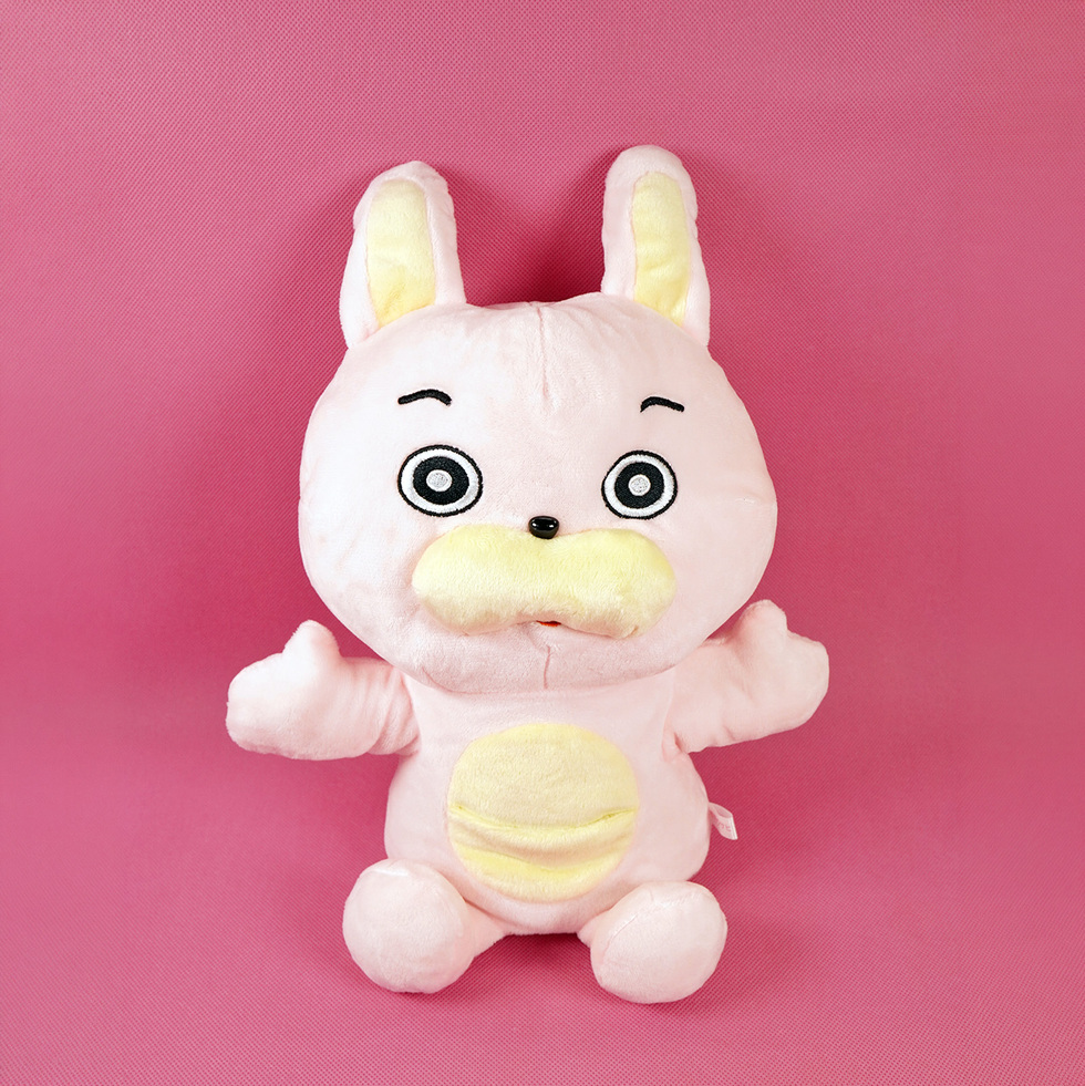 桃色ウサヒ 指入れパペット 正面